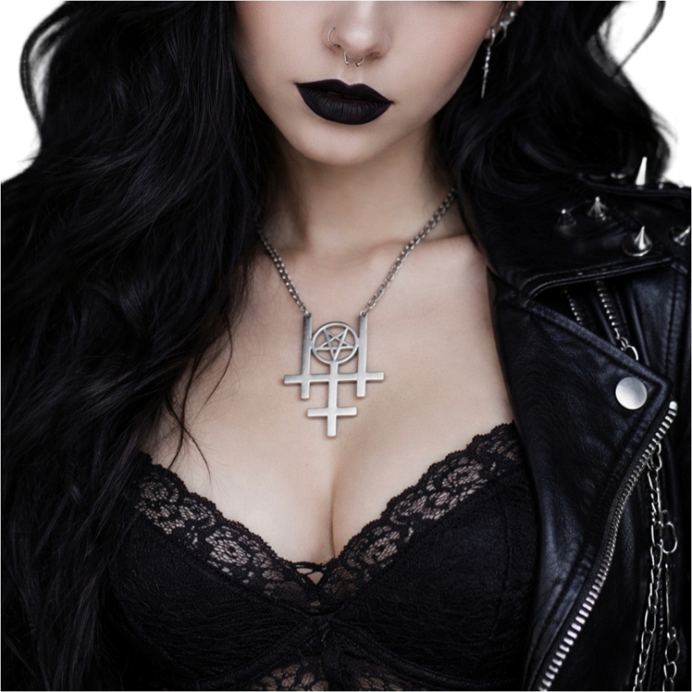 Triple Inverted Cross Pentagram Necklace